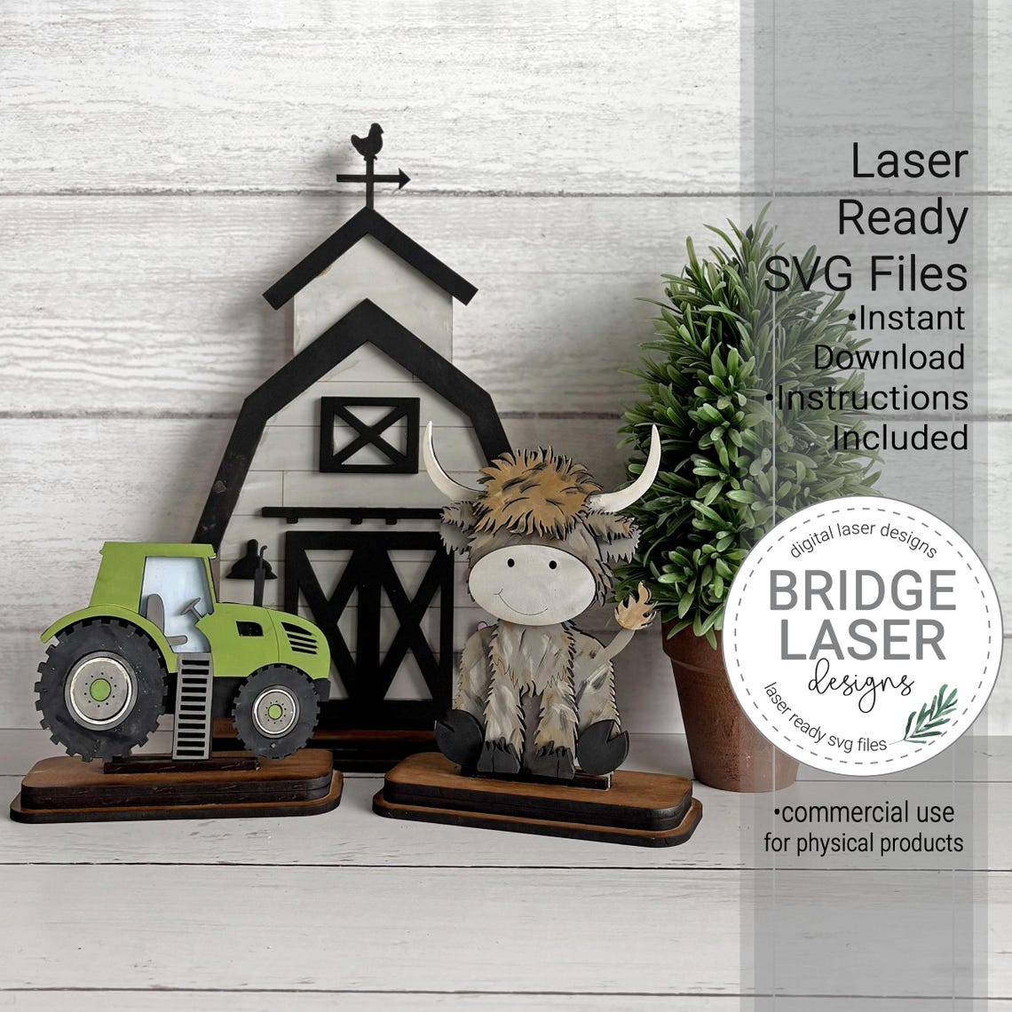 Highland Cow Shelf Sitter SVG Laser Cut File, Highland Cow Trio Stand ...