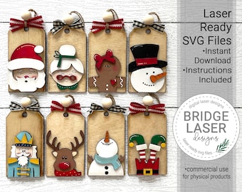 Christmas Tags Laser File, Stocking Tags Laser File, Christmas Ornament Laser Cut File, Christmas Gift Tag Laser Cut File, Christmas Laser