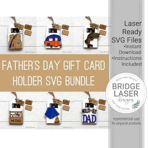 Vaderdag cadeaukaarthouder BUNDEL Laserbestand, cadeaukaarthouder SVG, verjaardag vissen Camping tag laserbestand, Vaderdag cadeaukaarthouder