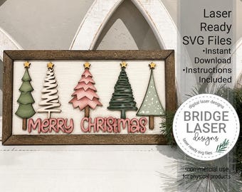 Christmas Tree Laser Cut File, Christmas Doodle Tree Laser Cut Design SVG, Christmas Tree Laser File, Glowforge Laser Design SVG