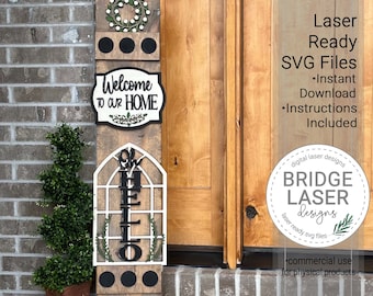Everyday Porch Leaner Sign Laser Cut File, Oh Hello Interchangeable Porch Sign SVG, Welcome Porch Leaner Laser Cut Interchangeable Sign