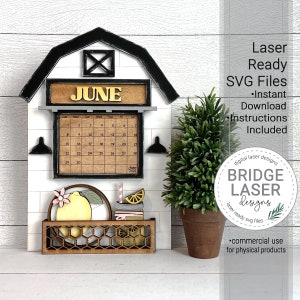 Calendar Laser Cut File, Interchangeable Laser SVG, Summer Laser Files, Holiday Laser Files, Laser Interchangeable Calendar SVG, June