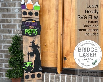 Halloween Porch Leaner Sign Laser Cut File, Halloween Witch