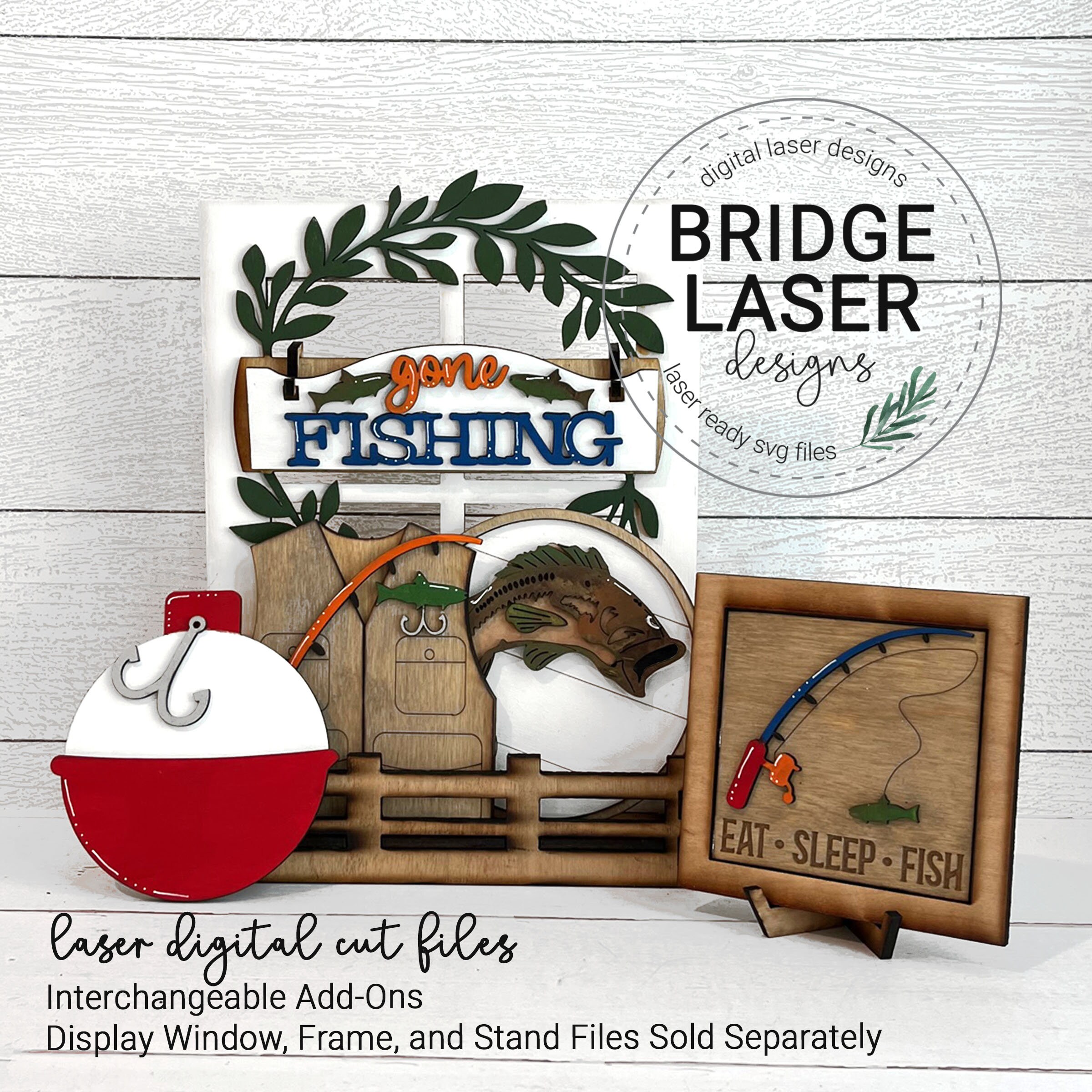 Fishing Laser Cut File, Summer Fishing Interchangeable Add On, Fish ...
