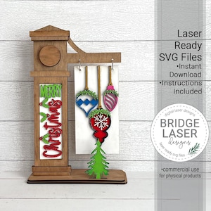 Boerderij kerst lasergesneden bestand, kerst verwisselbaar bord SVG, laser klaar verwisselbaar bord, Merry Christmas laserbestand SVG