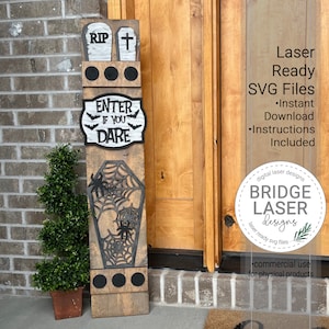 File di taglio laser per cartello inclinato per portico di Halloween, file SVG per cartello inclinato per portico intercambiabile di Halloween, cartello inclinato per portico per le feste, file di taglio laser per cartello inclinato per portico intercambiabile