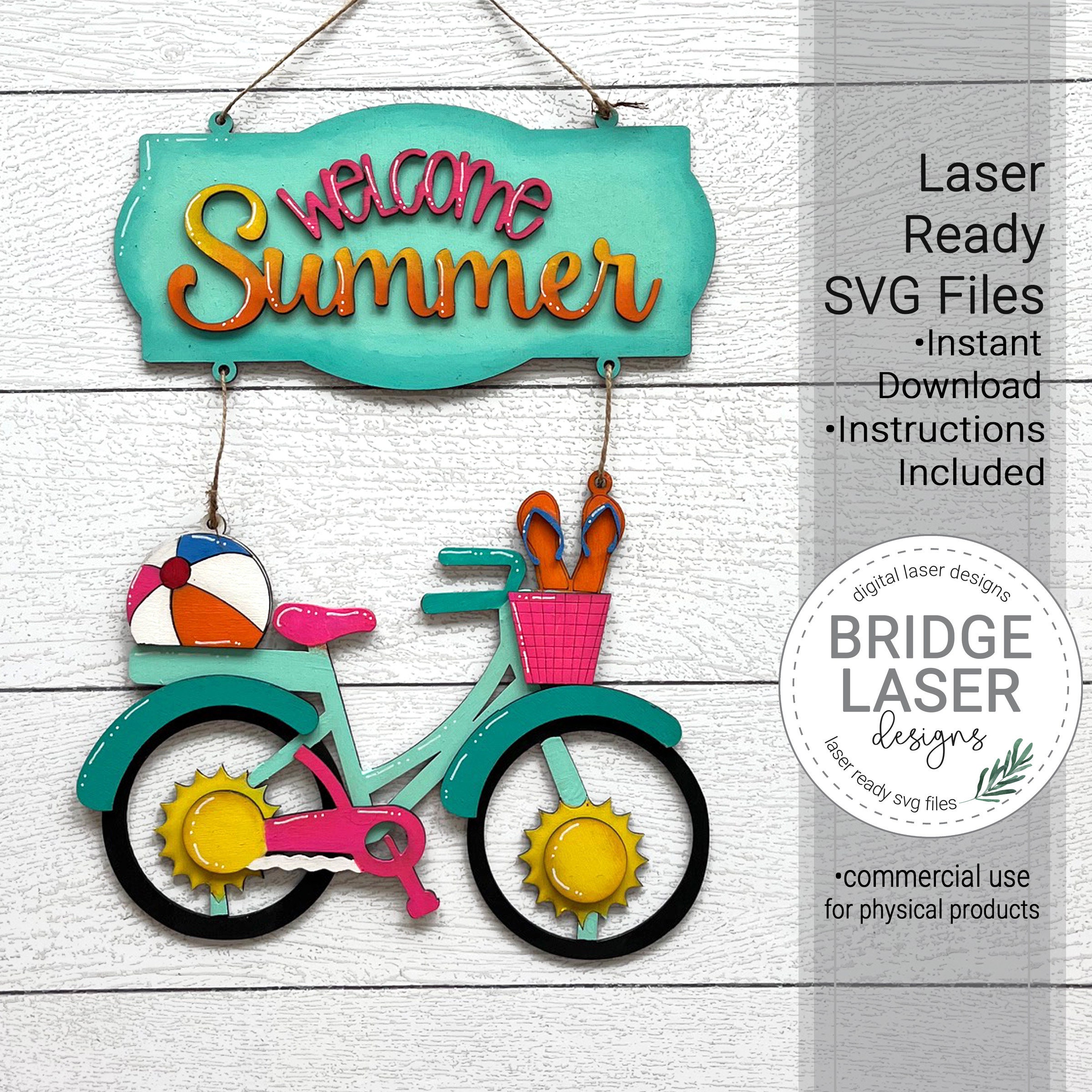 Summer Door Hanger Laser File Bundle, Summer Laser Cut Design SVG ...