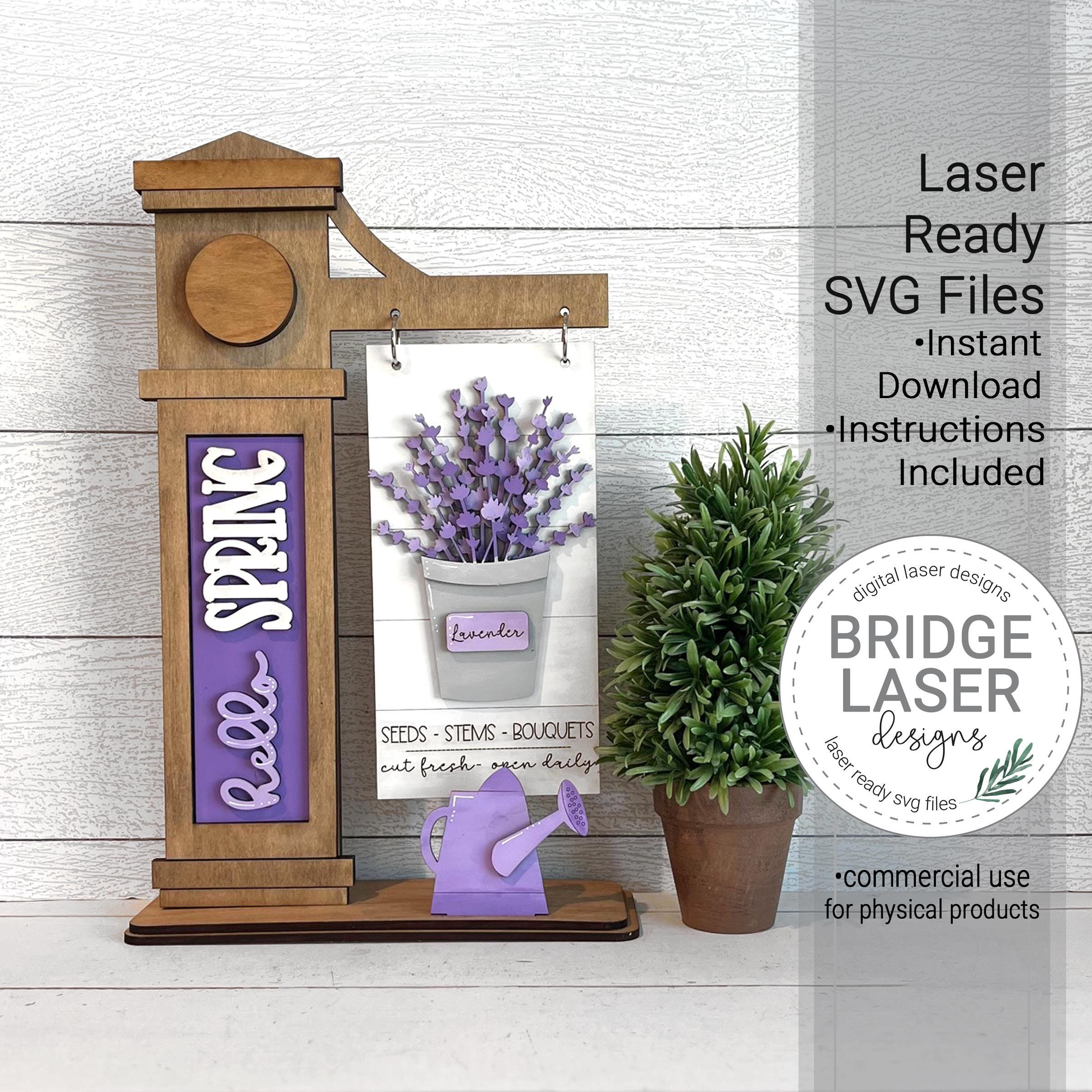 Spring Laser Files Spring Lavender Interchangeable Laser Cut File, Spring Laser File SVG ...