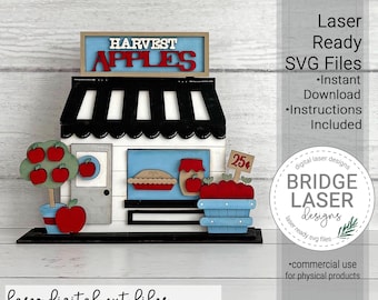 Apple Laser Cut File, Apple Shop Laser Design SVG, Apples Laser Cut Files, Apple Stand Laser Cut Shelf Sitter, Apple Laser Cut File SVG