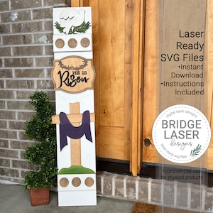 File di taglio laser del segno più snello del portico di Pasqua, segno del portico intercambiabile di Pasqua religiosa SVG, taglio laser più snello del portico delle vacanze intercambiabile