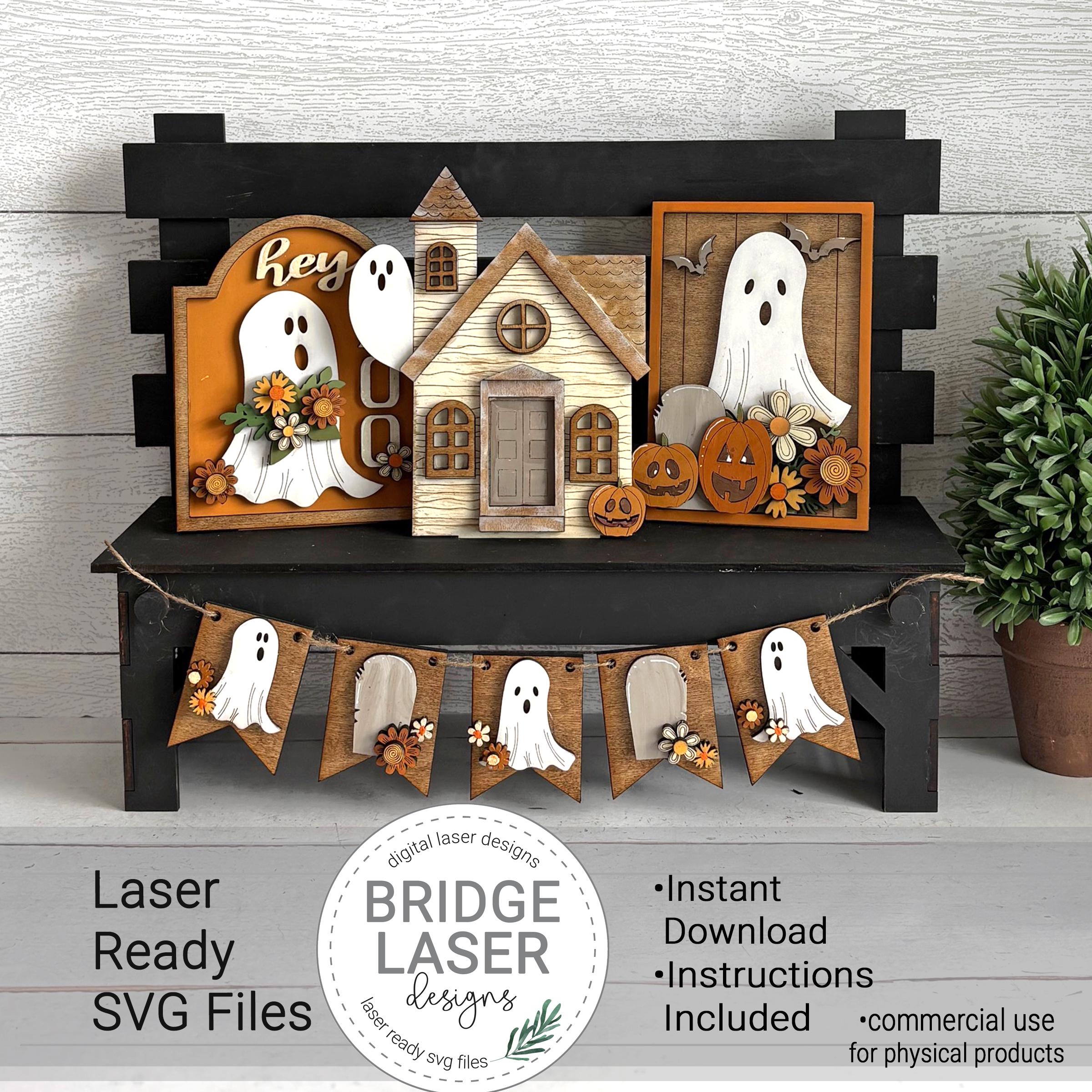Halloween Laser Cut File, Halloween Interchangeable Bench