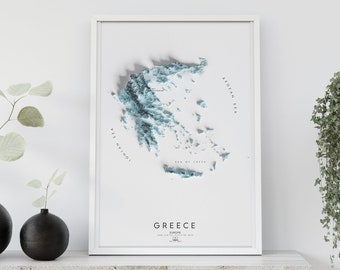 Grèce - Europe Carte en relief ombré 3D