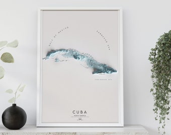 CUBA - North America 3D Shaded Relief Map