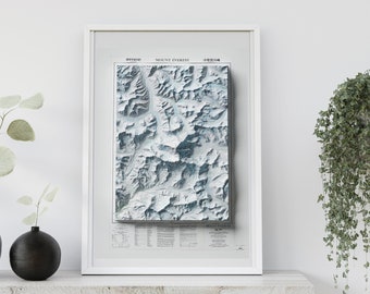 MOUNTAIN EVEREST Vintage 3D Shaded Relief Historic Map in 1988