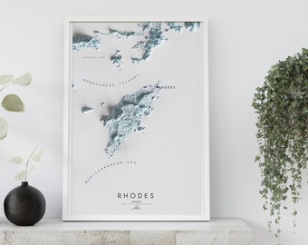 RHODES (Rodos)  Europe - 3D Shaded Relief Map