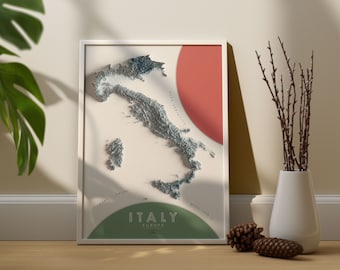 ITALY - Europe 3D Shaded Relief Map