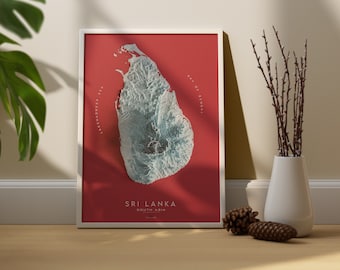 SRI LANKA - South Asia 3D Shaded Relief Map