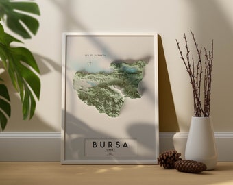 BURSA - Bursa, Turkey 3D Shaded Relief Map