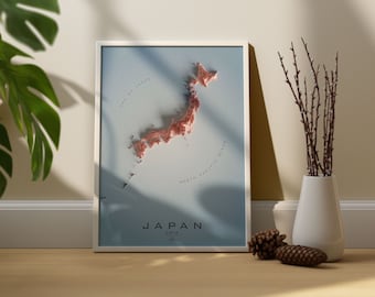JAPAN - Asia 3D Shaded Relief Map