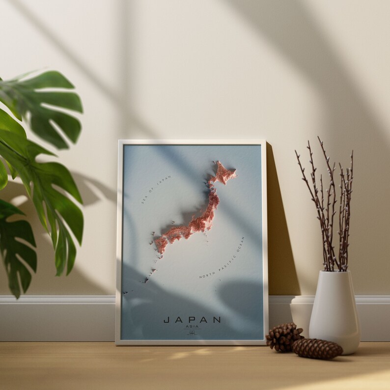 JAPAN - Asia 3D Shaded Relief Map - Etsy