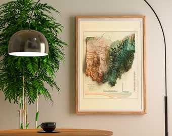 1920 Ohio Geological 3D Relief Map