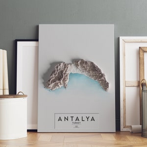Antalya, Turquie Carte en relief ombré 3D