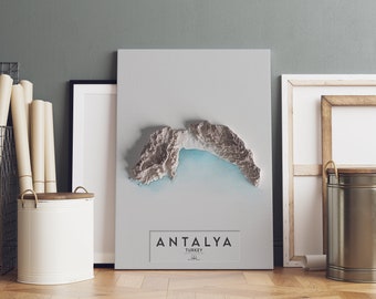 Antalya, Turkey 3D Shaded Relief Map