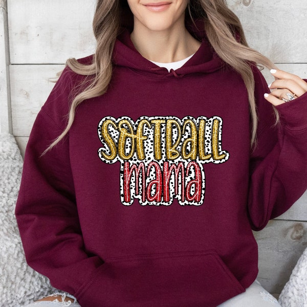 Softball mama Hoodie, Gift For Mom, Gift For Girl, Dalmatian Softball, Glitter Dalmatian, Sport Hoodie, Softball Sport Hoodie, Sports Team,