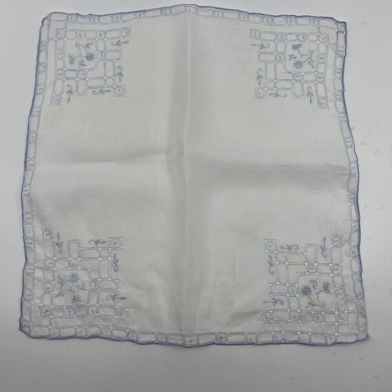 Vintage Fine Sheer Batiste Handkerchief With Pale… - image 1