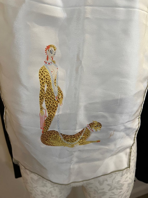 Vintage Erte Cream Cheetah silk wrap - image 6