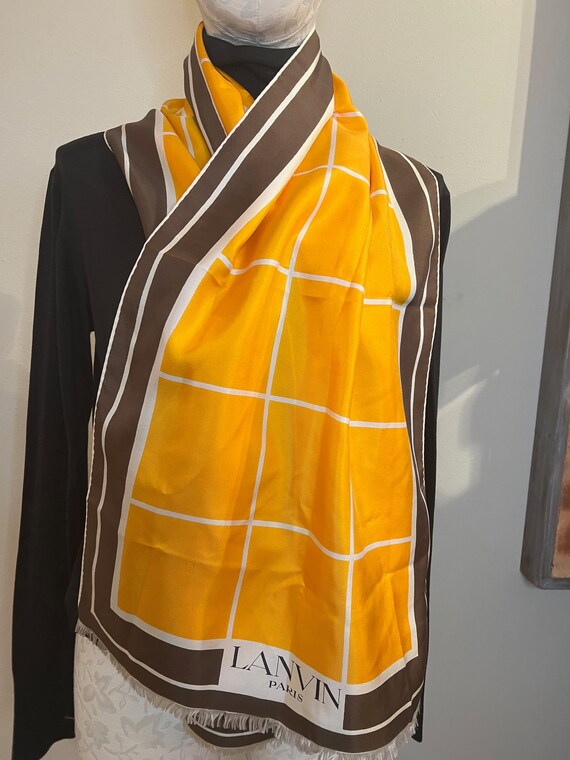 Vintage Gold and Brown Silk Shawl - image 2