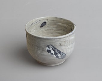 Handcrafted Nerikomi Porcelain Tea Cup, Glazed Inside, Artisan Ceramic Mug