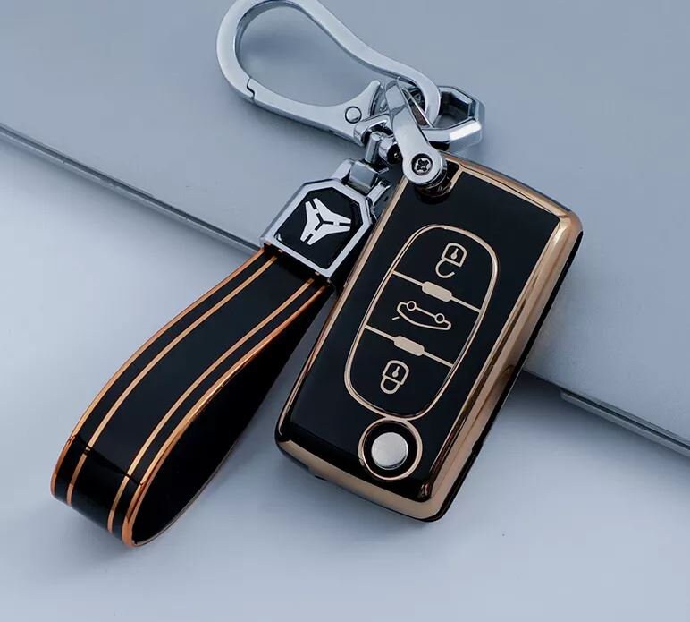 Fernbedienung Flip Autoschlüssel Hülle für Citroen 3 Button Silver Edge / Golden  Edge Style - .de