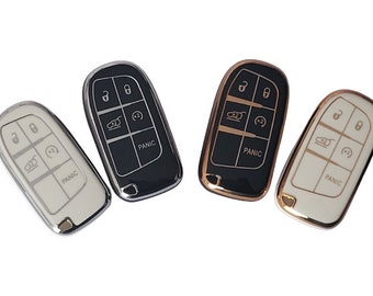 Remote Key Fob Cover Case compatible with Jeep Renegade Grand Cherokee Dodge Ram Charger