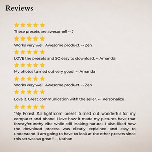 May include: A screenshot of customer reviews for a digital product. The reviews are positive and mention the product is easy to use and download. The reviews also mention the product is great for making photos look natural.