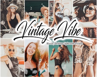 10 Film Retro Lightroom Presets, Vintage Vibe Lightroom Mobile Presets and Desktop, Blogger Influencer Photo Filters, Lifestyle Preset