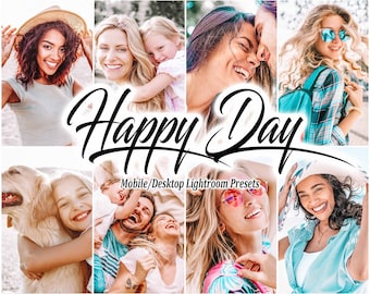 10 Lightroom Presets, Happy Day Lightroom Presets for Mobile and Desktop, Blogger Influencer Photo Filters, Bright Light Lifestyle Preset