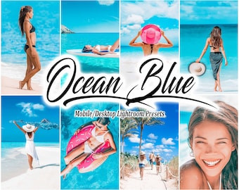 10 Lightroom Presets, Ocean Blue Lightroom Presets for Mobile and Desktop, Blogger Influencer Photo Filters, Bright Light Lifestyle Preset