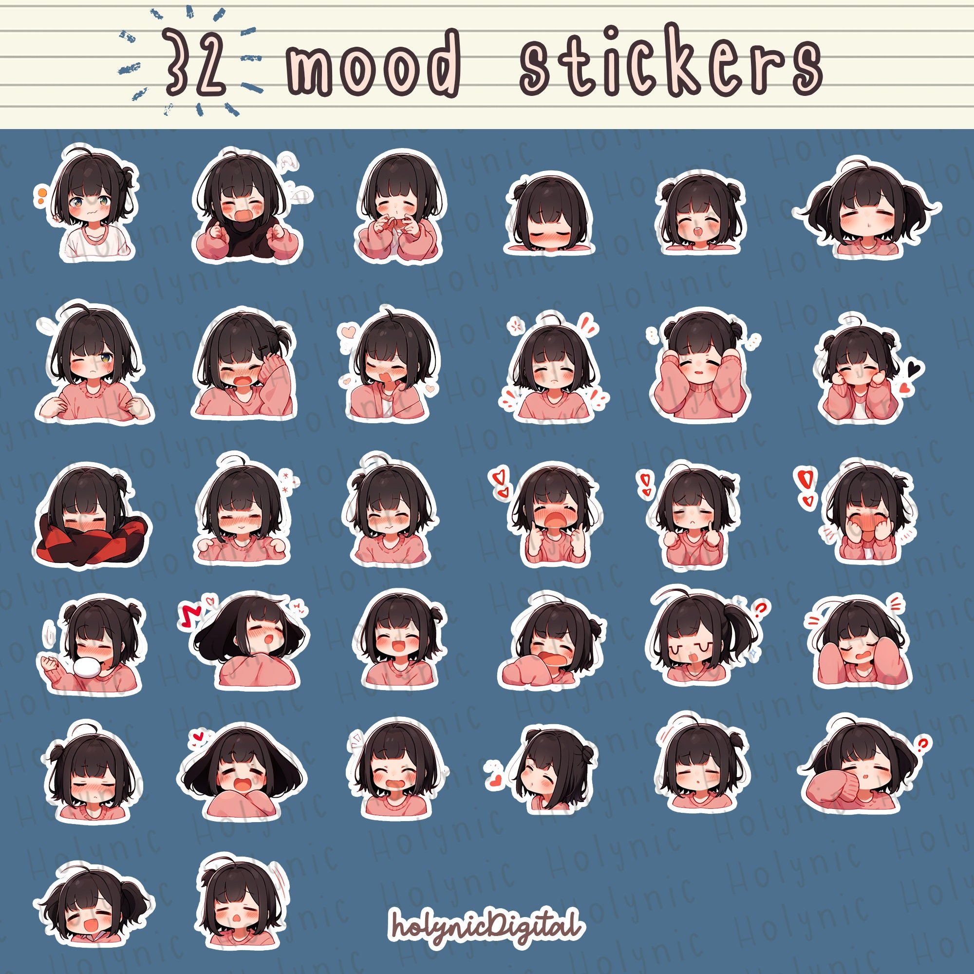 Printable 'my Girlmood' Stickers Cute Anime Digital Stickers for Your
