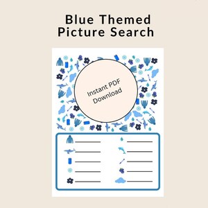 Blue Themed Picture Search Activity - 8inx11in, Instant Download