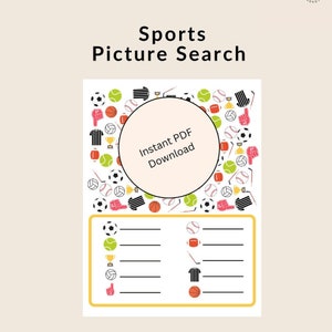 Sports Picture Search Activity - 8inx11in, Instant Download