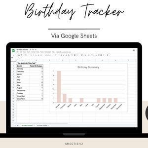 Birthday Tracker - Google Sheets Digital Download