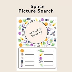 Space Picture Search Activity - 8inx11in, Instant Download