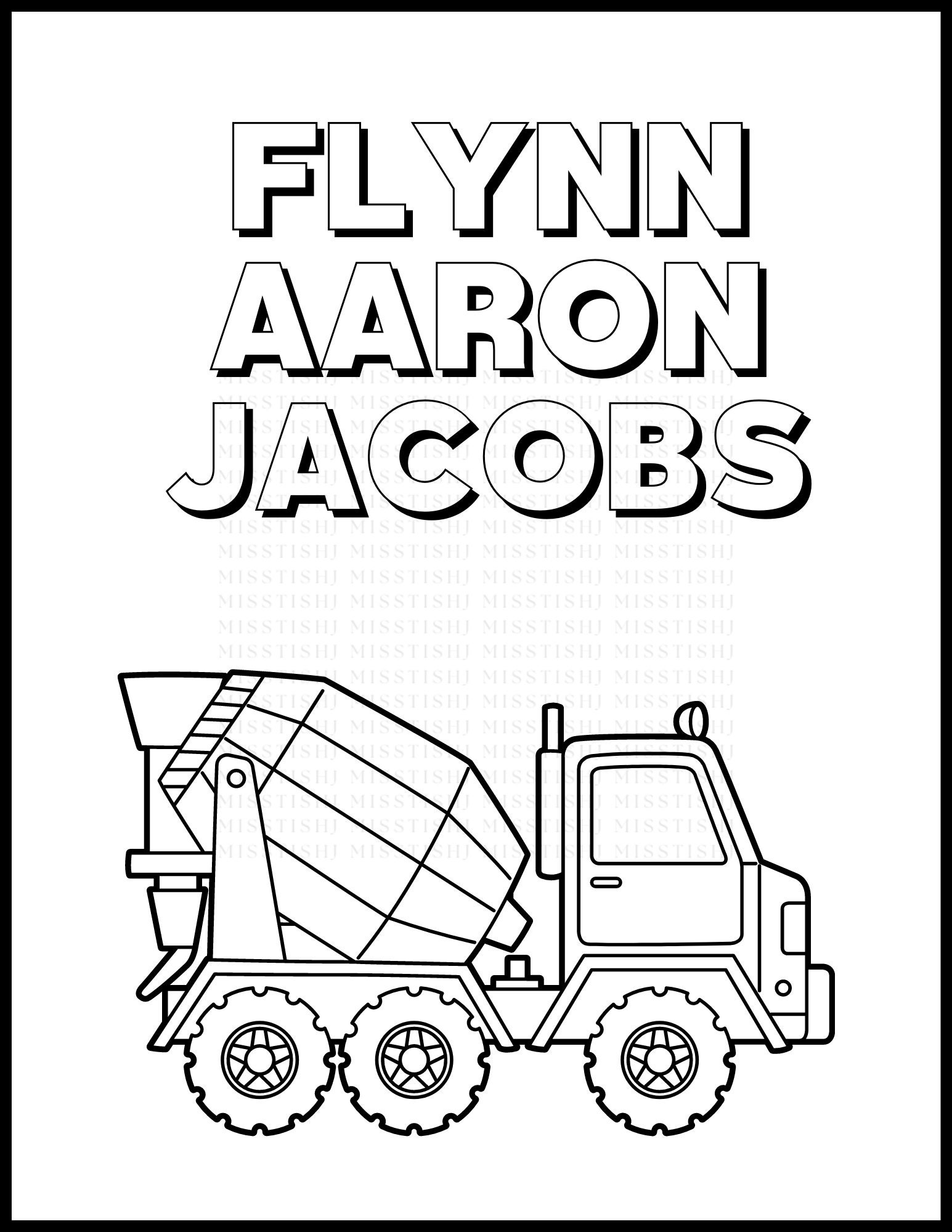 Personalized Printable Coloring Pages Vehicle Theme, Digital Download 8