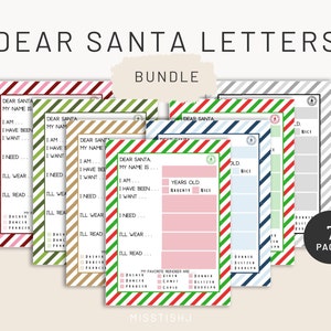 BUNDLE! Dear Santa Letter, Includes 7 Page Total - Printable 8.5in x 11in