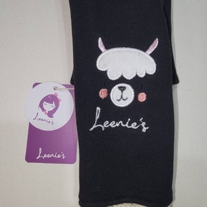 Girls Fleece Lined Leggings - Little Alpaca Embroidered