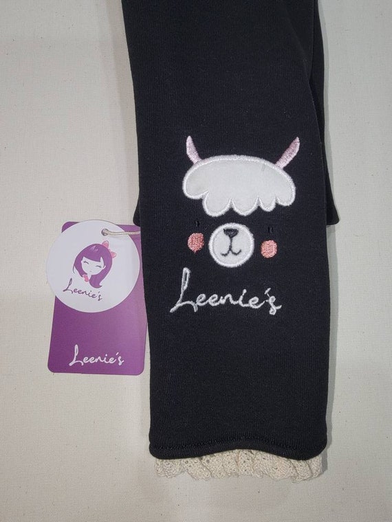 Buy Girls Fleece Lined Leggings Little Alpaca Embroidered Online in India 