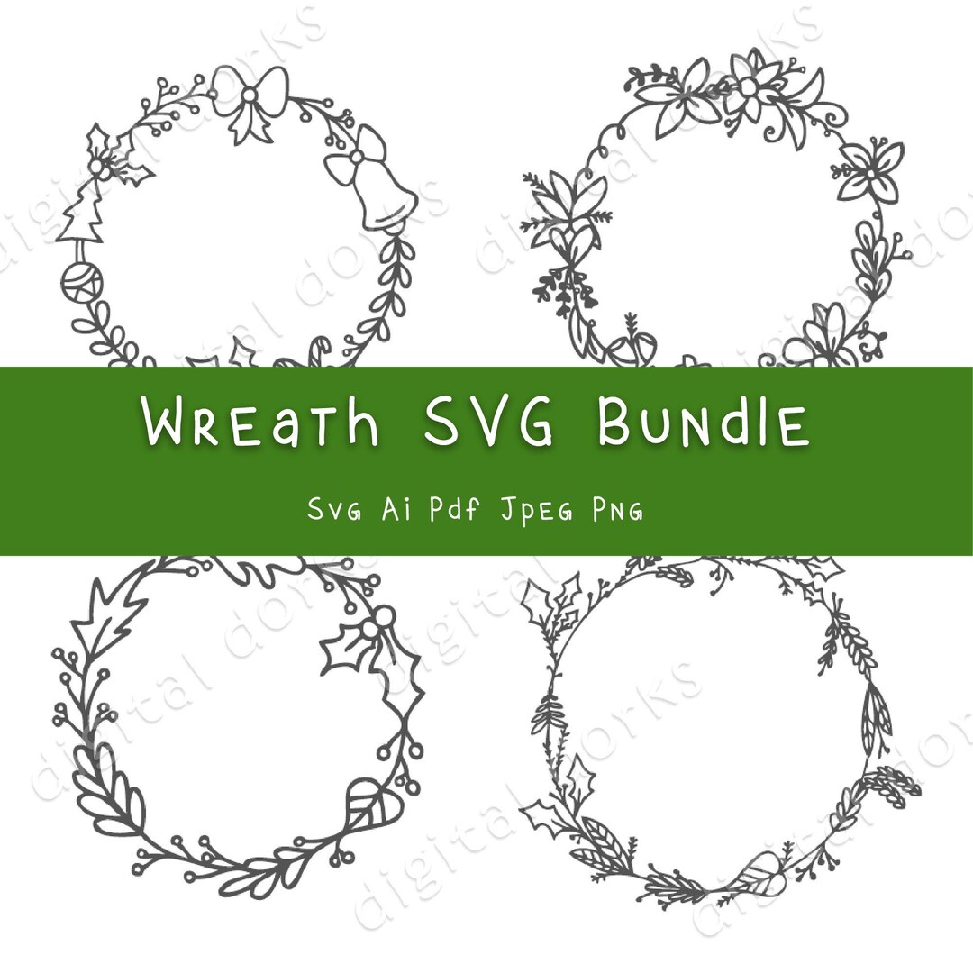 Wreath SVG Bundle - Circle Bundle Svg, Floral Wreath Svg, Christmas ...