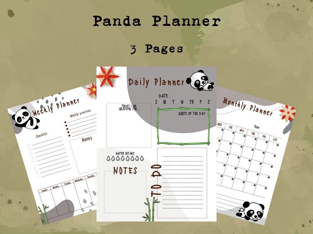 Panda Planner Printable Daily/weekly/monthly Journal - Etsy