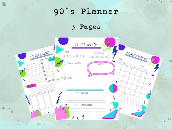 90s Planner Printable Daily/weekly/monthly Journal Planner - Etsy